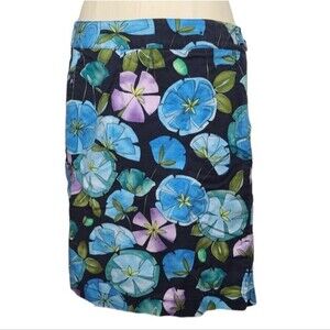 Talbots Floral Hawaiian Tropical Pencil Straight Skirt 12 Petite Blue Purple